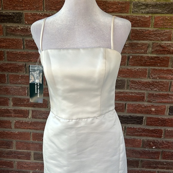 Amsale Italian Duchesse Satin Sheath Cocktail Dress Size 4 - Picture 3 of 6